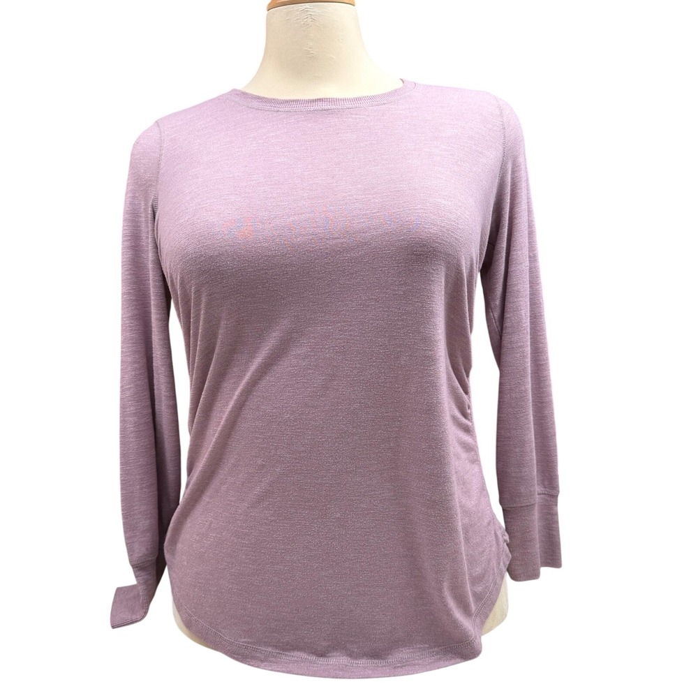 Shambhala Long Sleeve‎ Top Ruched Side Heathered Mauve Athleisure Yoga XL